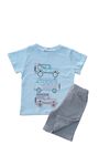 Çaren Kids-erkek Çocuk 2'li Takım-% 100 Cotton,baskılı T-shirt, Beli Lastik ,cepli Şort