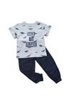 Erkek Çocuk 2'li Takım bel ve Paçaları Lastikli çift Cep Pantolon  Baskılı T-shirt %100 Pamuk