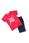 Çaren Kids- Erkek Çocuk 2'li Takım-% 100 Cotton,baskılı T-shirt, Beli Lastik ,cepli Kapri
