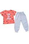 Çocuk 2'li Takım-bel Ve Paçaları Lastikli,çift Cep Pantolon, Baskılı T-shirt %100 Pamuk