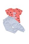 Çocuk 2'li Takım-bel Ve Paçaları Lastikli,çift Cep Pantolon, Baskılı T-shirt %100 Pamuk