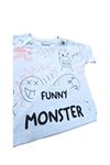 Monster Erkek Çocuk 2'li Takım- Baskılı, Kanguru Cep T-shirt, Zincir Detaylı Pantolon