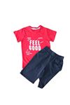 Çaren Kids- Erkek Çocuk 2'li Takım-% 100 Cotton,baskılı T-shirt, Beli Lastik ,cepli Kapri