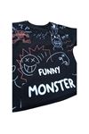 Çaren Kids Monster Erkek Çocuk 2'li Takım- Baskılı, Kanguru Cep T-shirt, Zincir Detaylı Pantolon