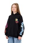 ÇAREN KİDS 3 İP ŞARDONLU BASKI DETAYLI OVERSİZE KIZ SWEATSHİRT