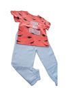 Çocuk 2'li Takım-bel Ve Paçaları Lastikli,çift Cep Pantolon, Baskılı T-shirt %100 Pamuk