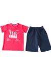 Çaren Kids- Erkek Çocuk 2'li Takım-% 100 Cotton,baskılı T-shirt, Beli Lastik ,cepli Kapri
