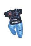 Çaren Kids Monster Erkek Çocuk 2'li Takım- Baskılı, Kanguru Cep T-shirt, Zincir Detaylı Pantolon