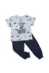 Erkek Çocuk 2'li Takım bel ve Paçaları Lastikli çift Cep Pantolon  Baskılı T-shirt %100 Pamuk