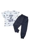 Erkek Çocuk 2'li Takım bel ve Paçaları Lastikli çift Cep Pantolon  Baskılı T-shirt %100 Pamuk