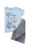 Çaren Kids-erkek Çocuk 2'li Takım-% 100 Cotton,baskılı T-shirt, Beli Lastik ,cepli Şort