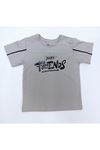 Çocuk 2'li Takım-bel Ve Paçalar Lastikli, Yama Detaylı Pantolon,yazı Baskılı T-shirt %100 Pamuk