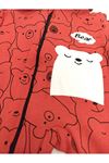 Bear Kapüşonlu Fermuar Kapama Bebek Tulum-cotton Ayıcık Baskılı, Fermuarlı, Kapüşonlu Bebek Tulum
