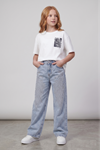 Kız Çocuk Taş İşlemeli Boru Paça Jean - %100 Pamuklu Denim Kot Pantolon