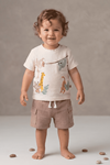 Erkek Bebek Armalı  Baskı Detaylı Müslin 2'li Takım