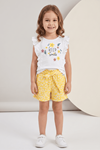Çaren Kids - Keep Smile Kabartma Çiçek Baskı Detaylı 2'li Takım- Kız Çocuk 2'li Takım