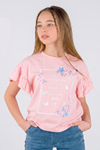 Çaren Kids - Kız Çocuk Kolları Volanlı % 100 Cotton T-shirt