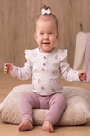 GÖKKUŞAĞI KELEBEKLİ ALTTAN ÇITLI BEBEK 2Lİ TAKIM- Fitilli, Çıtçıtlı Body ve Fitilli Alt