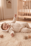 Çaren Kids- Saç Örgü Motif Fermuar Kapama İçi Kürk Astar Unisex Kapüşonlu Bebek Triko Tulum