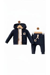 Kapüşonlu Hırka- Baskılı Sweatshirt ve Pantolon